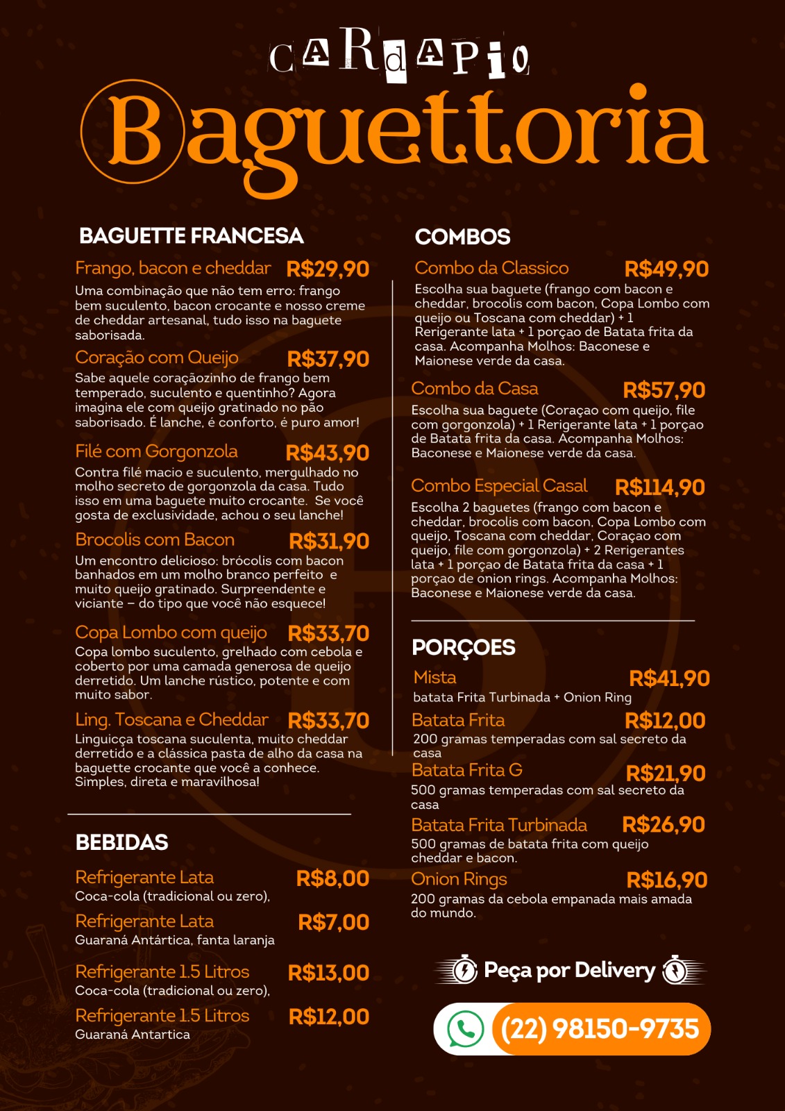 Cardápio Baguettoria